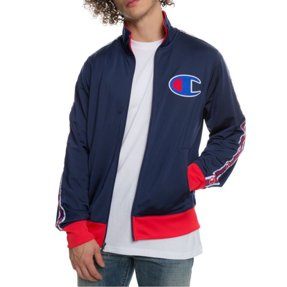 Vintage Champion C Print Logo Track Jacket
